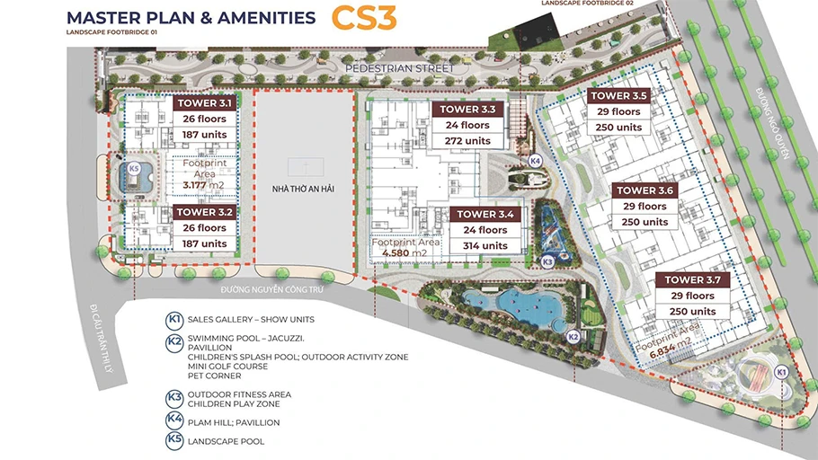 Mặt bằng CS3 – Capital Square Đà Nẵng, quy hoạch 7 tòa tháp & tiện ích sống chuẩn resort